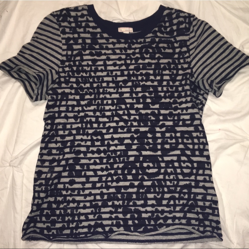 XS 💙 GAP 💙 Shirt Knit Gray Navy Stripe Print